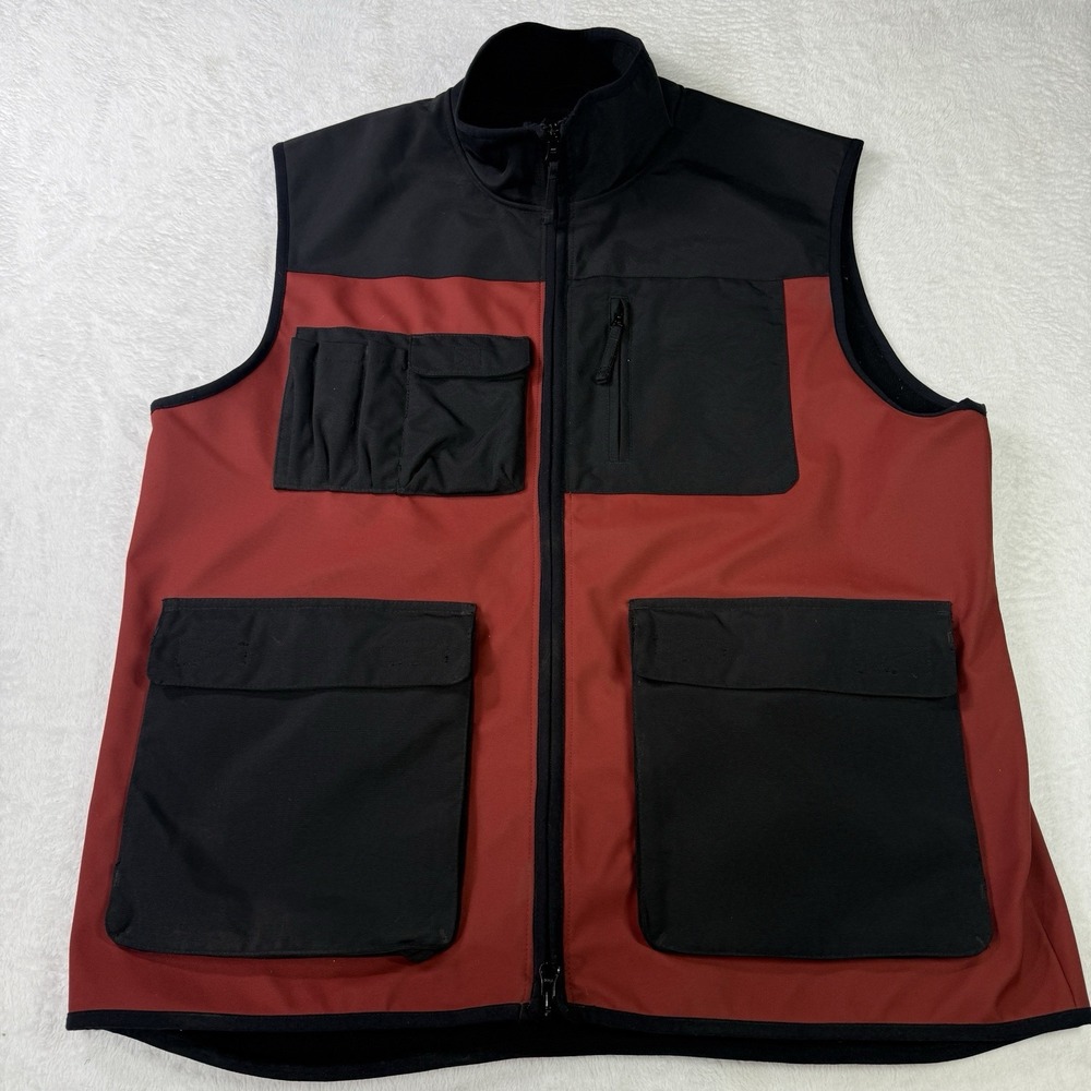 Duluth Trading Utility Vest Mens Large Outdoor Fishing Camping Tactical Orange